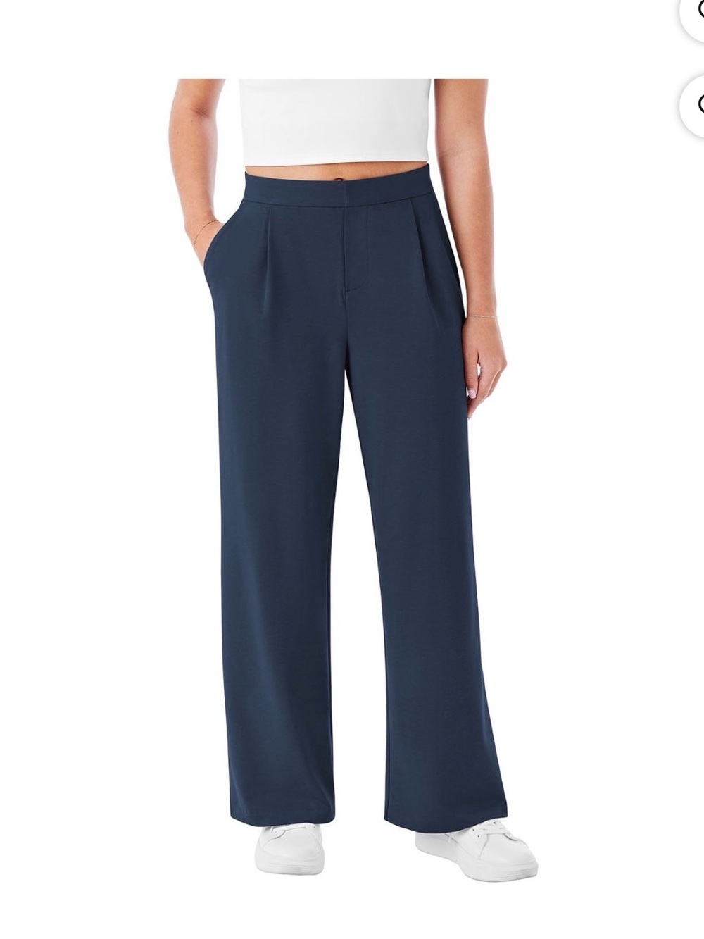 Wide-Leg Navy High-Rise Women's Pants
